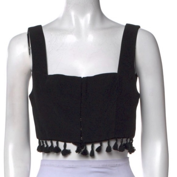 STAUD Tops - STAUD Black Sleeveless Crop Top with Tassels